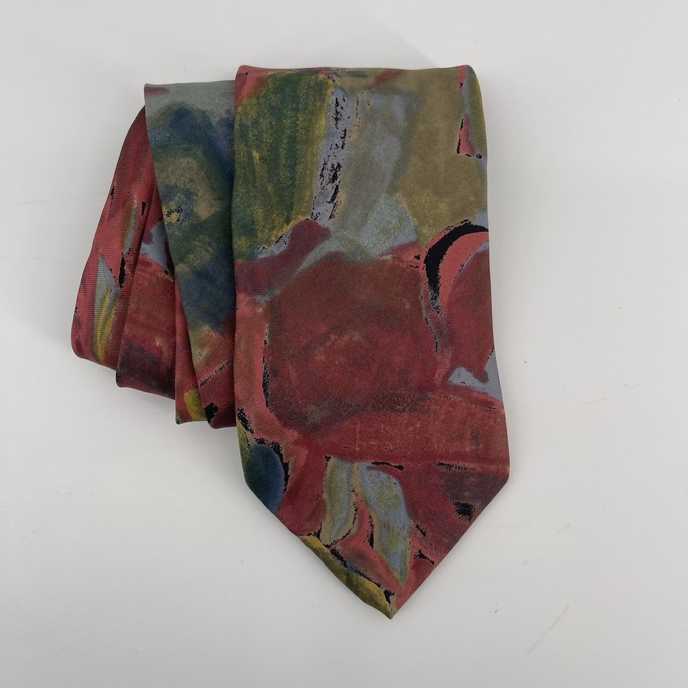 Harvé Benard Pure Silk Tie Abstract Art Print Multicolor Made in USA